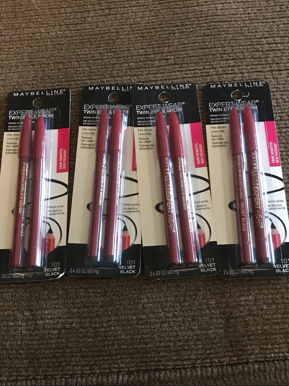 New Maybelline Expert Wear Twin Eye & Brow Pencils - Velvet Black (4 Packs) - Picture 1 of 4
